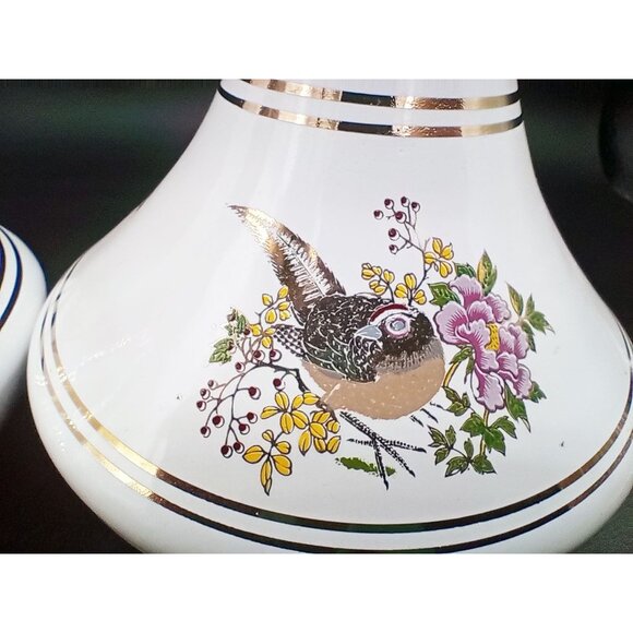 Neofitou Vase Pair Greece Vintage 24K Gold Trim Floral Bird Handcrafted Elegant - Picture 7 of 12